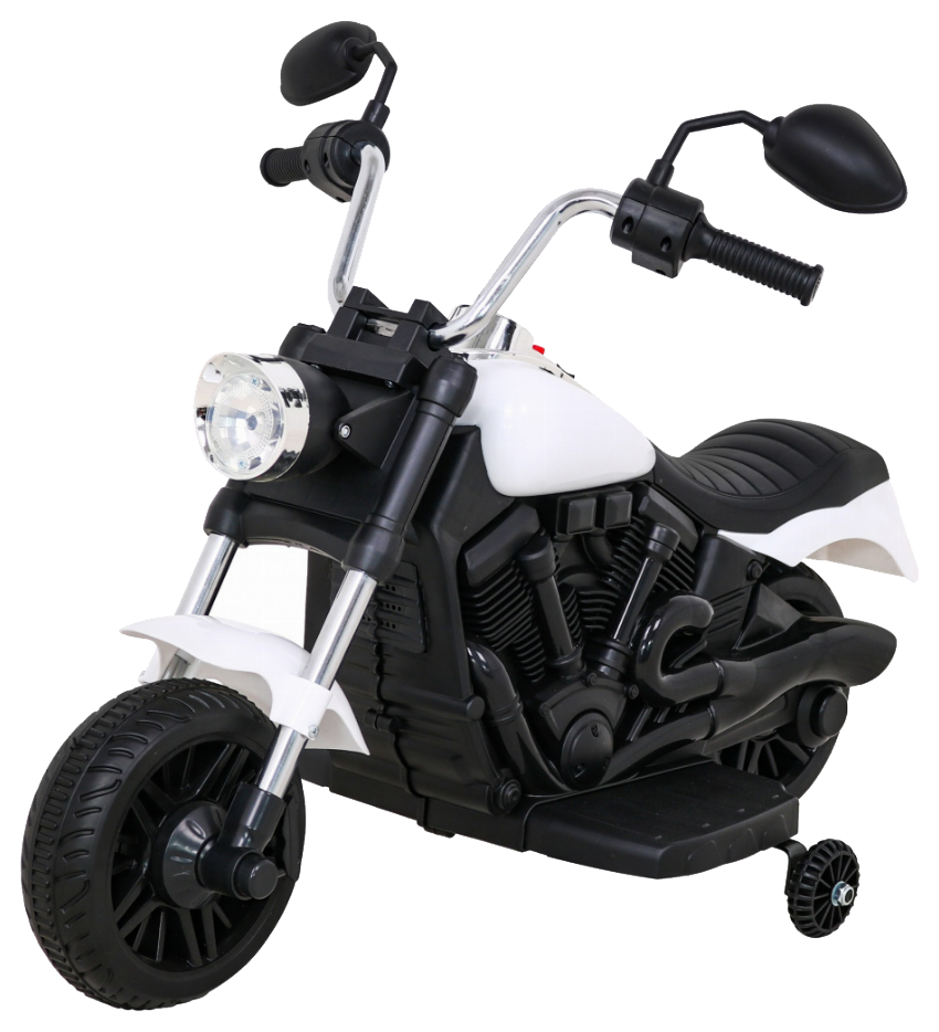 Motor Chopper V-Max na akumulator dla dzieci Biały + Melodie Klakson + Światło + Kółka pomocnicze