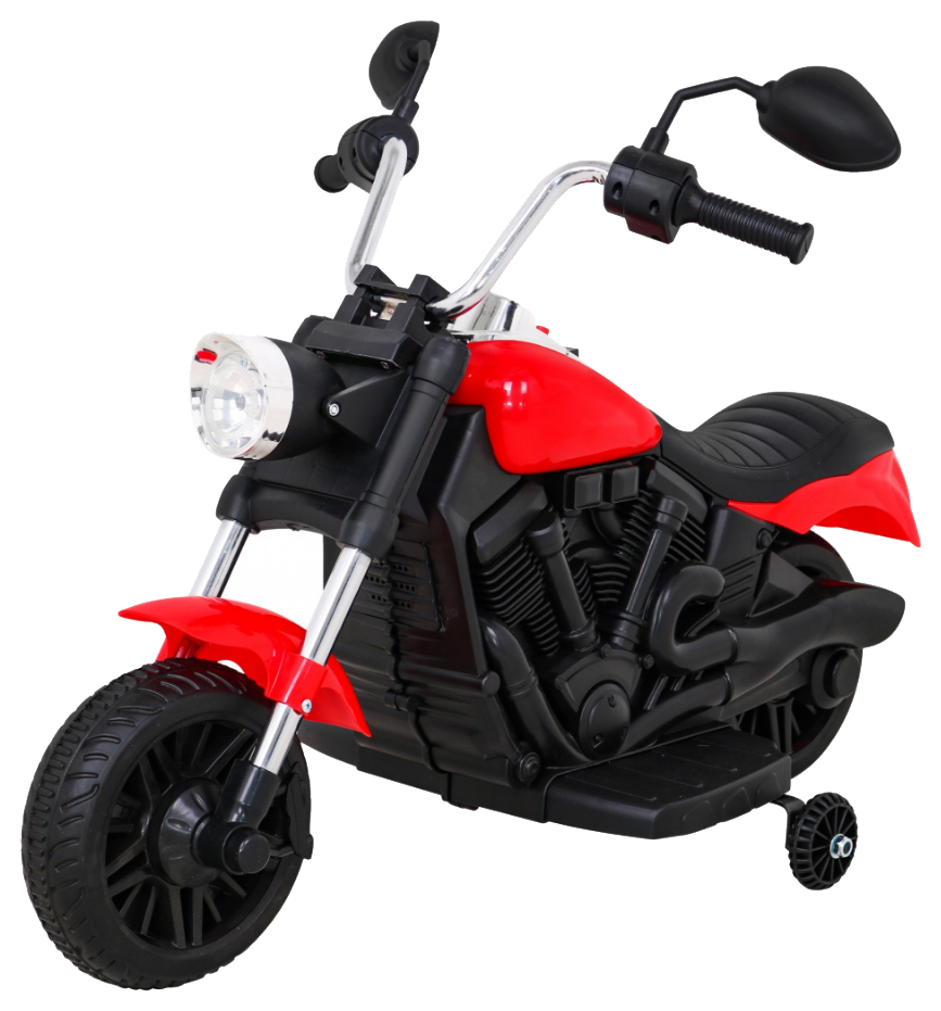 Motor Chopper V-Max na akumulator dla dzieci Czerwony + Melodie Klakson + Światło + Kółka pomocnicze