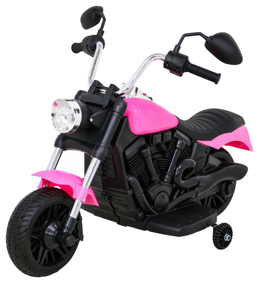 Motor Chopper V-Max na akumulator dla dzieci Różowy + Melodie Klakson + Światło + Kółka pomocnicze
