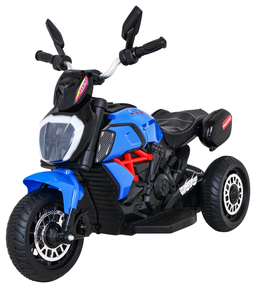 Motorek Fast Tourist na akumulator dla dzieci Niebieski + Audio + Światła + Ekoskóra