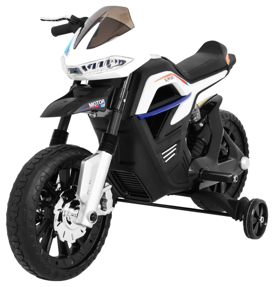 Motor Night Rider na akumulator dla dzieci Biały + Kółka pomocnicze + MP3 USB + Gaz w manetce