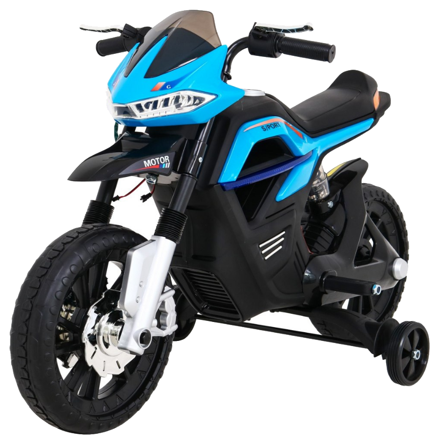 Motor Night Rider na akumulator dla dzieci Niebieski + Kółka pomocnicze + MP3 USB + Gaz w manetce