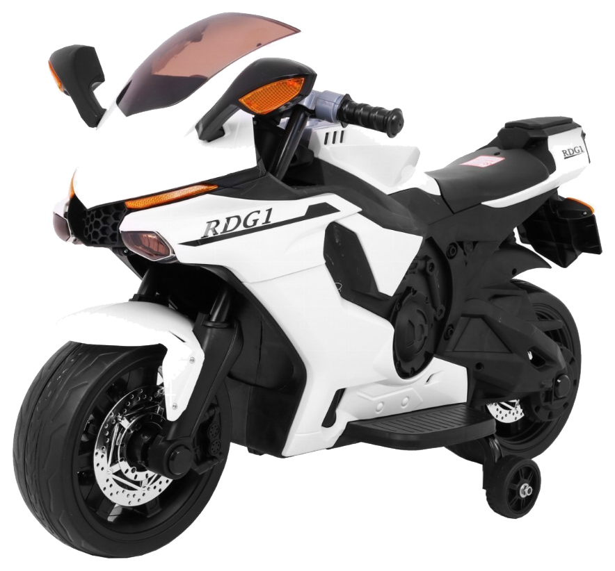Motorek R1 Superbike elektryczny dla dzieci Biały + Kółka pomocnicze + Klakson + Światła LED