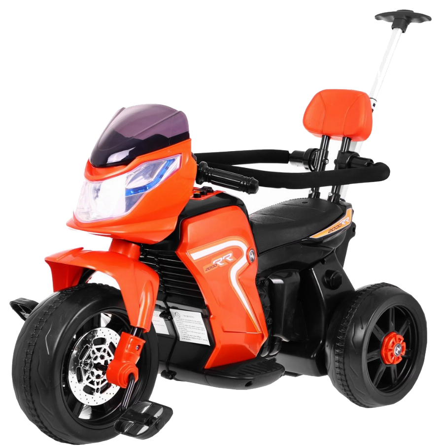 Pchaczyk Rowerek Motorek elektryczny 3w1 dla dzieci Pomarańczowy + Piankowa poręcz + Audio LED