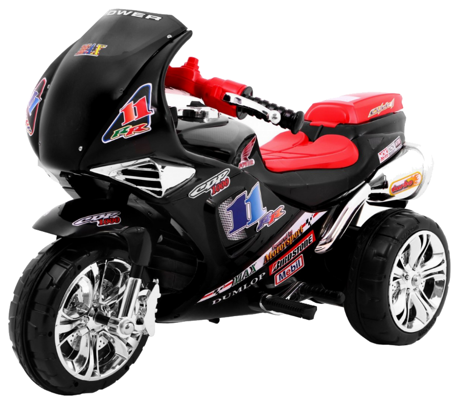 Motorek Trójkołowy RR1000 elektryczny dla dzieci Czarny + Dźwięki + Światła + Schowek