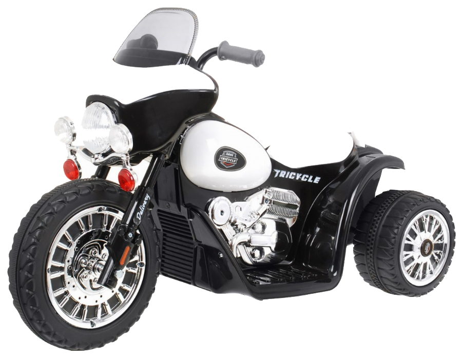 Motorek Chopper na akumulator dla dzieci Czarny + 3 koła + Dźwięki + Światła LED