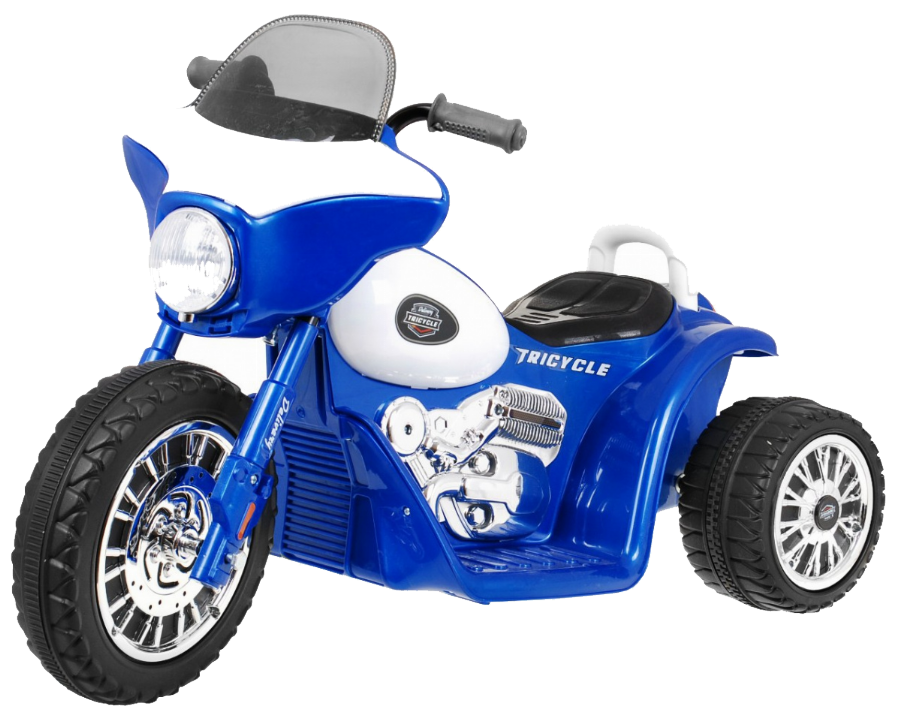 Motorek Chopper na akumulator dla dzieci Niebieski + 3 koła + Dźwięki + Światła LED