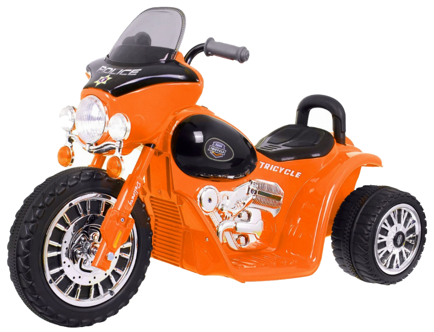 Motorek Chopper na akumulator dla dzieci Pomarańczowy + 3 koła + Dźwięki + Światła LED
