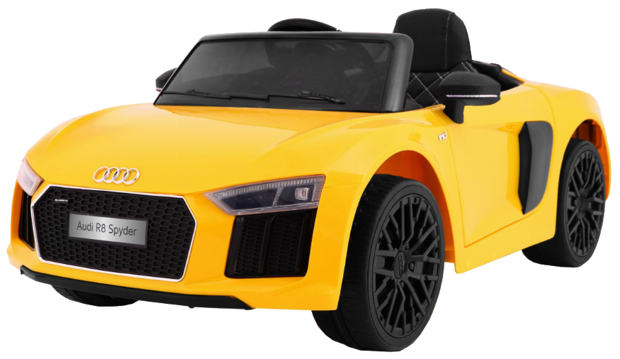 Audi R8 Spyder na akumulator Żółty + Pilot + EVA + Wolny Start + Radio MP3 + LED
