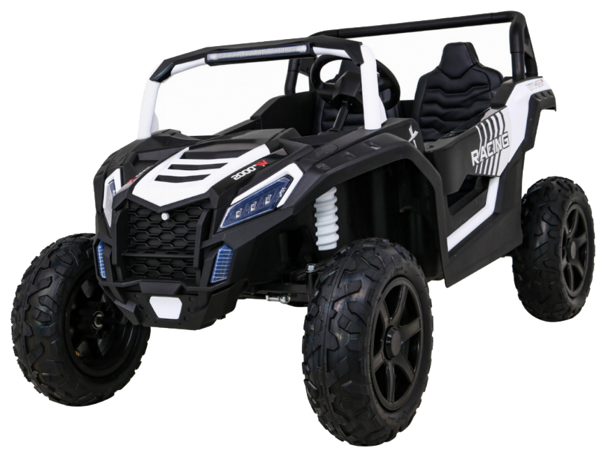 Buggy ATV Strong Racing dla 2 dzieci Biały + Silnik bezszczotkowy + Pompowane koła + Audio LED