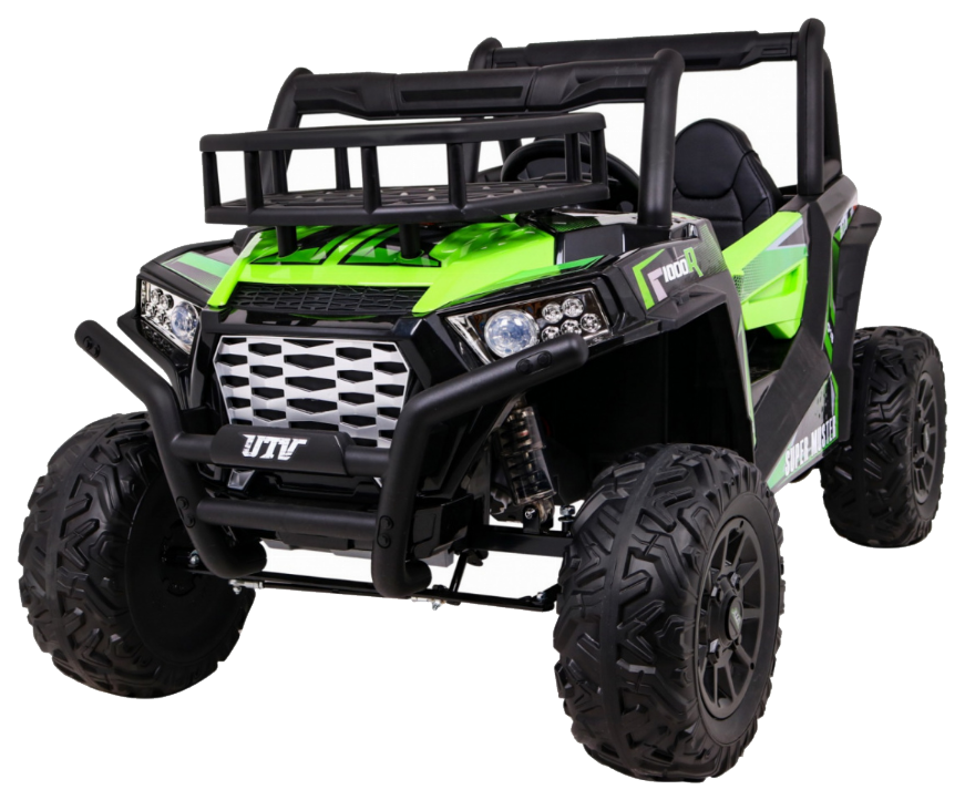 Buggy UTV Terenówka dla dzieci Zielony + Pilot + Bagażnik + Wolny Start + EVA + MP3 LED