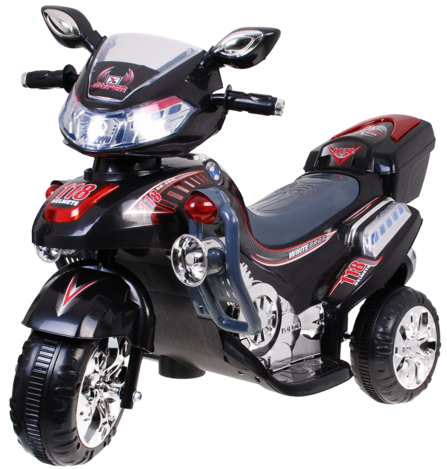 Motorek F928 na akumulator dla dzieci Czarny + Kufer + Światła + Klakson + Melodie