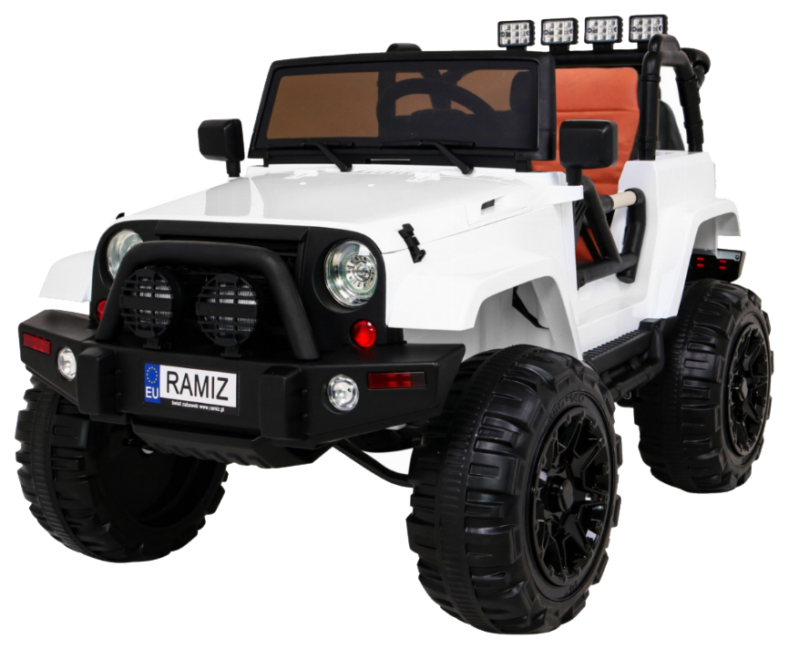 Auto na akumulator All Terrain dla dzieci Biały Terenówka typu jeep + Pilot + Światła Dźwięki