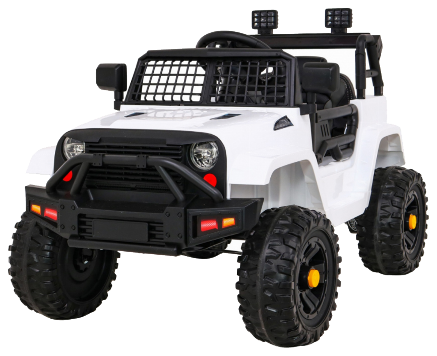 Autko Jeep Dark Night na akumulator dla dzieci Biały + Wolny Start + EVA + Audio LED