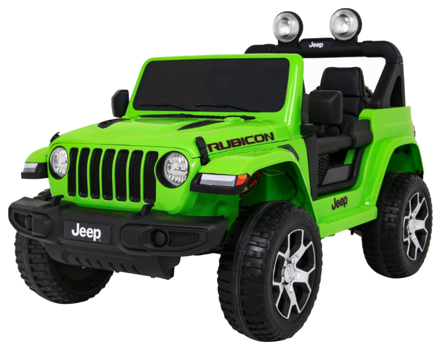 Jeep Wrangler Rubicon na akumulator dla dzieci Zielony + Pilot + Radio MP3 LED + Koła EVA