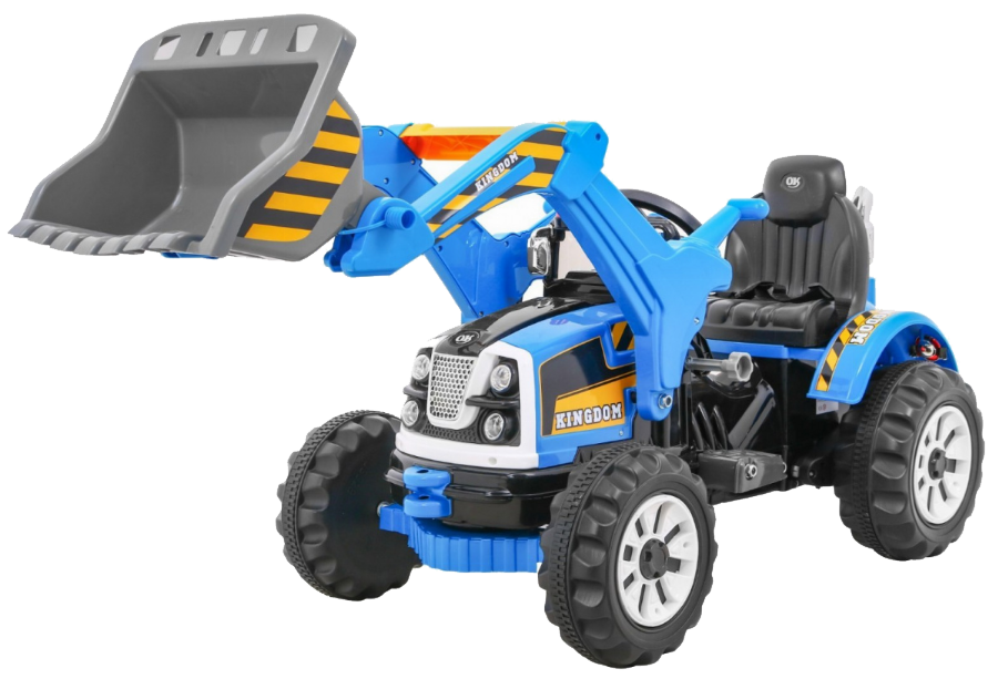 Spychacz na akumulator dla dzieci Traktor Niebieski + Ruchoma łyżka + Trąbka + Pasy + 2 prędkości