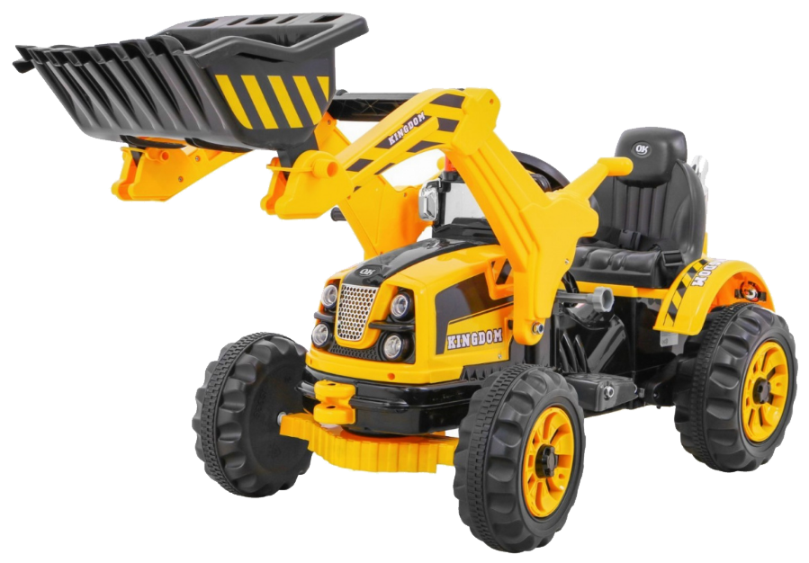Spychacz na akumulator dla dzieci Traktor Żółty + Ruchoma łyżka + Trąbka + Pasy + 2 prędkości