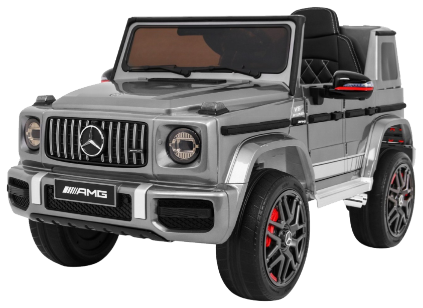 Mercedes AMG G63 dla dzieci Lakier Srebrny + Pilot + MP3 LED + Wolny Start + EVA + Pasy