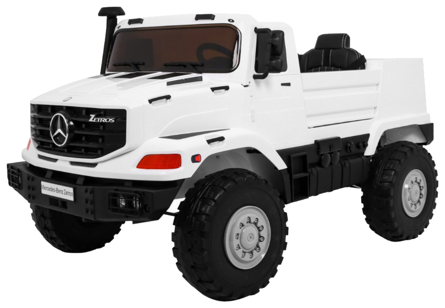 Auto na akumulator Mercedes-Benz Zetros dla dzieci Biały + 2-osobowy + Bagażnik + Pilot