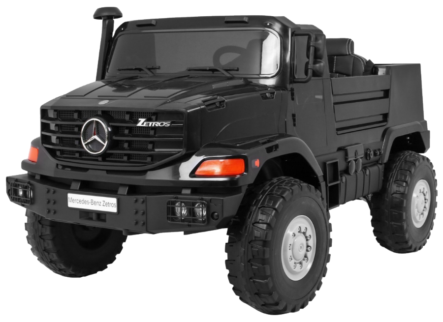 Auto na akumulator Mercedes-Benz Zetros dla dzieci Czarny + 2-osobowy + Bagażnik + Pilot
