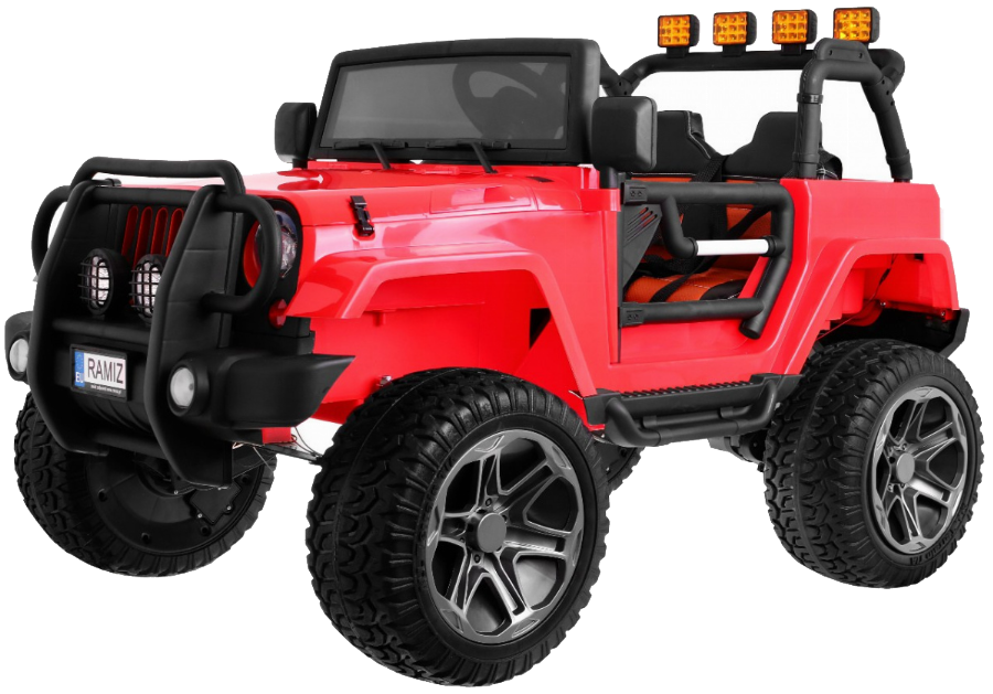 Auto terenowe typu jeep Monster 4x4 dla dzieci Czerwony + Pilot + Regulacja siedzenia + MP3 LED + Bagażnik + Plecak
