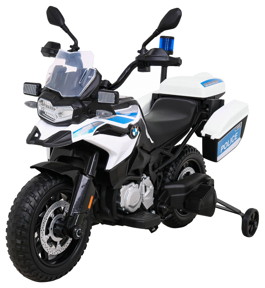 Motor Policyjny BMW F850 GS na akumulator dla dzieci + Kółka pomocnicze + Syrena + Światła + 2 Kufry + Wolny Start