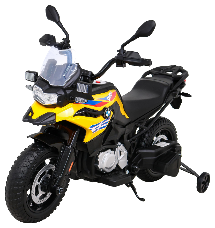 Motor BMW F850 GS na akumulator dla dzieci Żółty + Kółka pomocnicze + Audio LED + Wolny Start + EVA