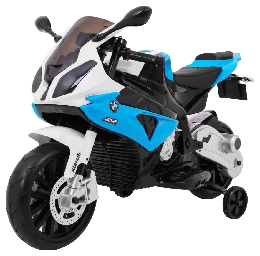Motor na akumulator BMW S1000 RR dla dzieci Niebieski + Kółeczka pomocnicze + Nóżka podpórka