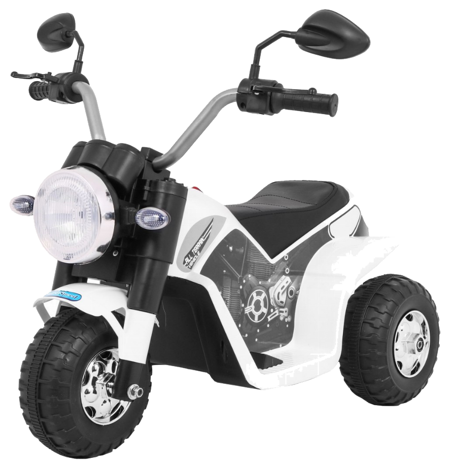 Motorek MiniBike na akumulator dla dzieci Biały + Dźwięki + Światła LED + Ekoskóra