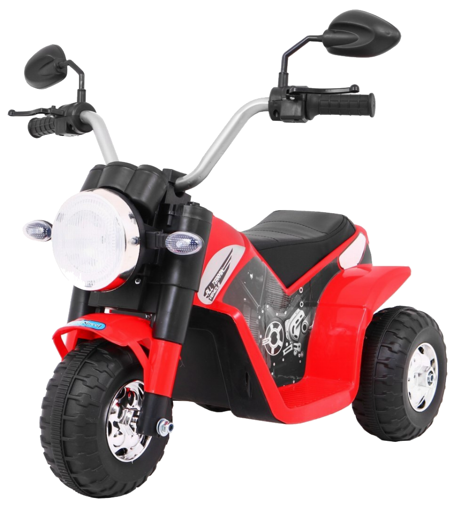 Motorek MiniBike na akumulator dla dzieci Czerwony + Dźwięki + Światła LED + Ekoskóra