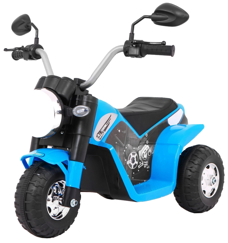 Motorek MiniBike na akumulator dla dzieci Niebieski + Dźwięki + Światła LED + Ekoskóra