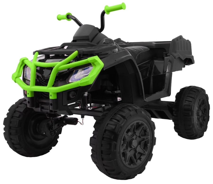 Quad XL ATV 2,4GHz na akumulator dla dzieci Czarno-Zielony + Pilot + Napęd 4x4 + Bagażnik + Wolny Start + EVA + Audio LED