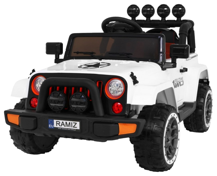 Auto Terenowe Full Time 4WD dla dzieci Biały + Napęd 4x4 + Pilot + Audio LED + Schowek