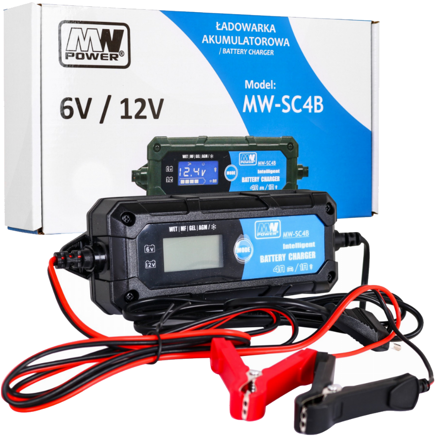 Ładowarka akumulatorowa z Wyświetlaczem LCD 6V i 12V + 2 Tryby specjalne