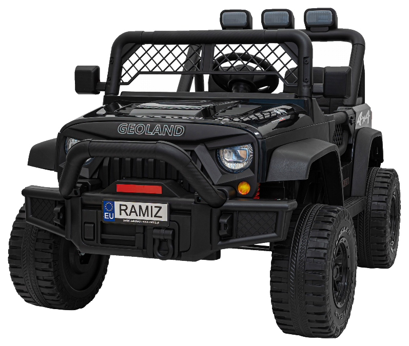 Autko terenowe Geoland Power dla 2 dzieci Czarny + Pilot + Silniki 2x200W + Bagażnik + Radio MP3 + LED