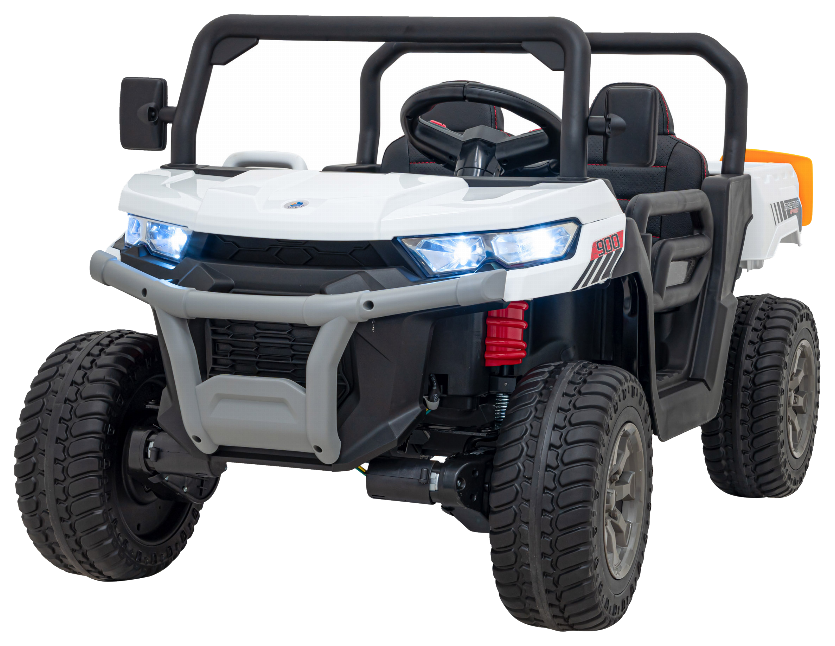 Auto Pick-Up Speed 900 dla dzieci Biały + Napęd 4x4 + Ruchomy kiper + Bagażnik + Pilot + Łopatka + Audio LED