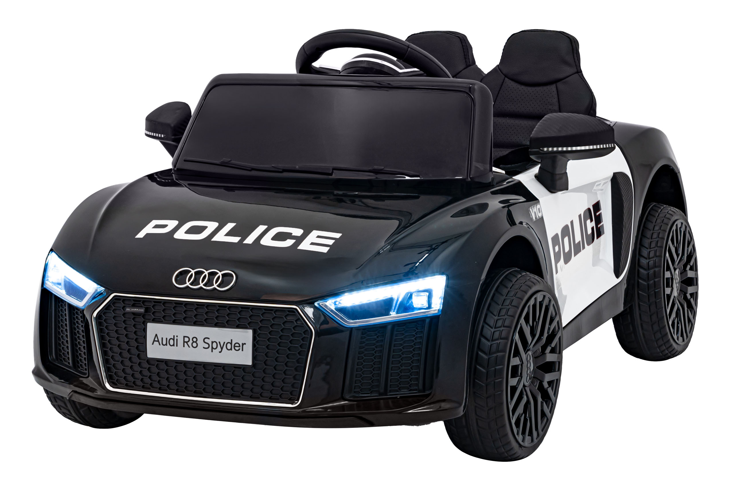 Audi R8 Policja na akumulator dla dzieci + Pilot + EVA + Wolny Start + MP3 LED