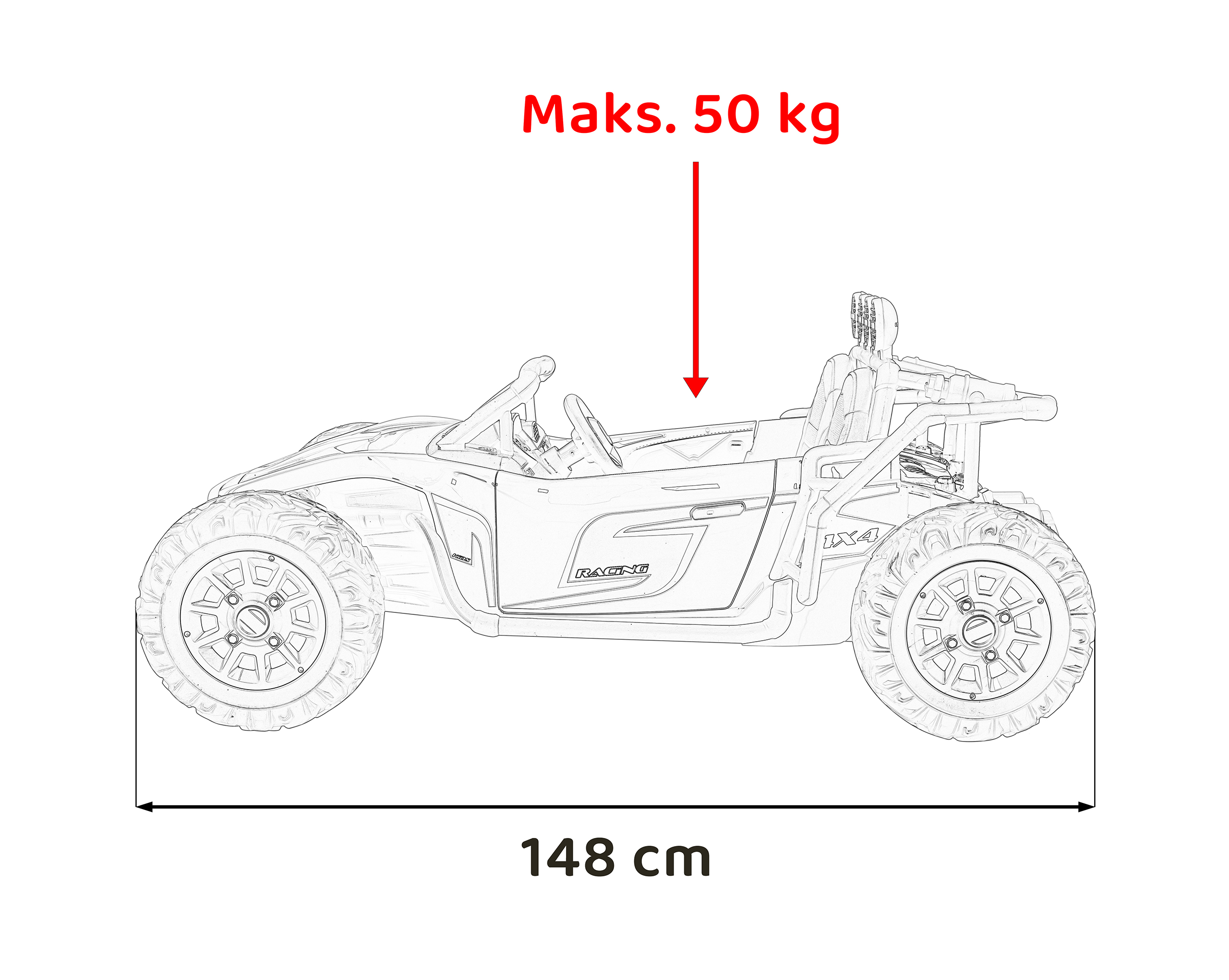 Auto Buggy Racing 5 na akumulator dla dzieci Czarny + Silniki 2x200W + Pilot + Audio LED + Wolny Start