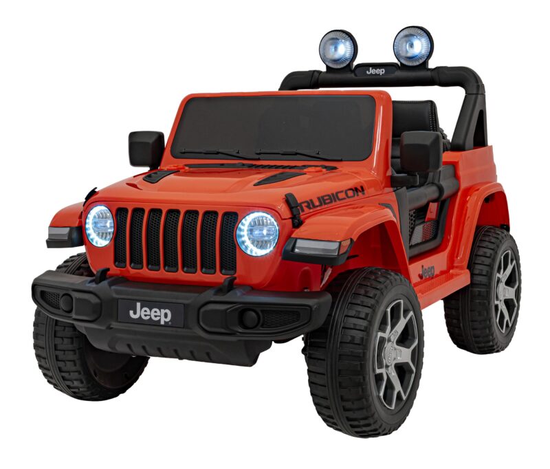 Jeep Wrangler Rubicon na akumulator dla dzieci Pomarańczowy + Pilot + Radio MP3 LED + Koła EVA