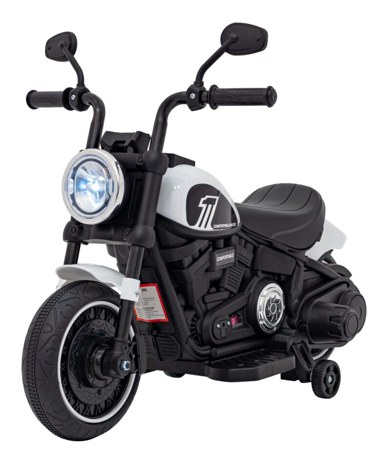 Motorek Chopper FASTER na akumulator dla dzieci Biały + Radio FM + Panel audio + LED