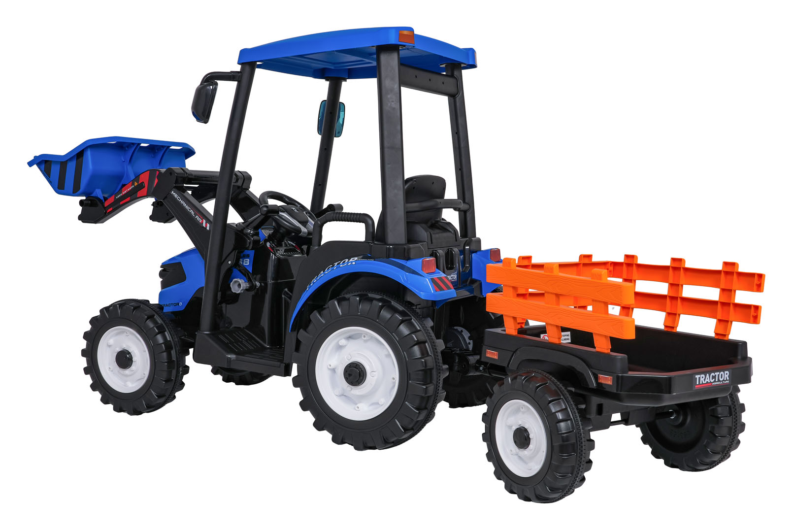 Pojazd MEGA Traktor D68 Z Przyczepką Niebieski