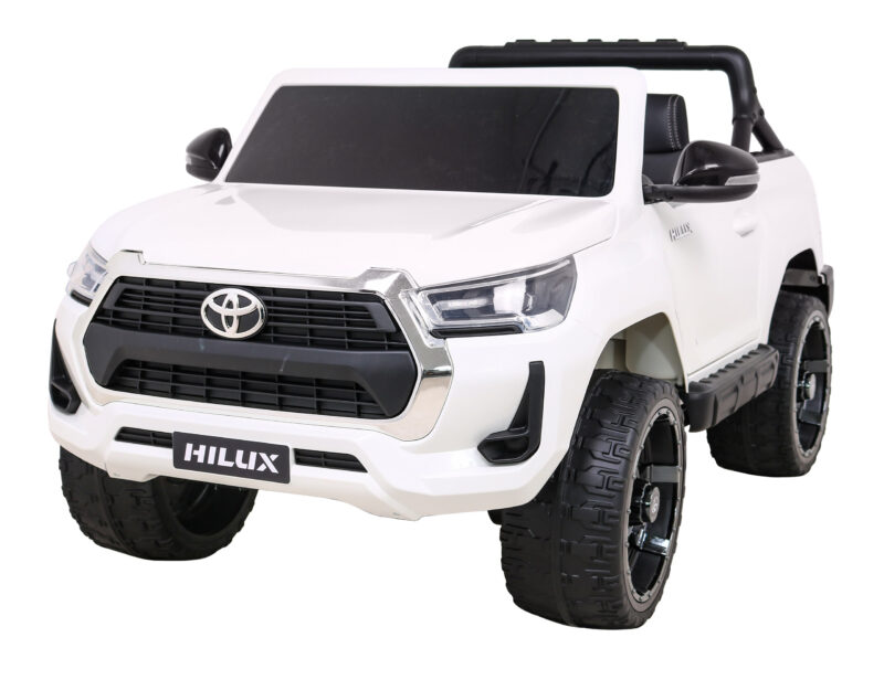 Toyota Hilux na akumulator dla dzieci Biały Pickup + Napęd 4x4 + Pilot + 2 bagażniki