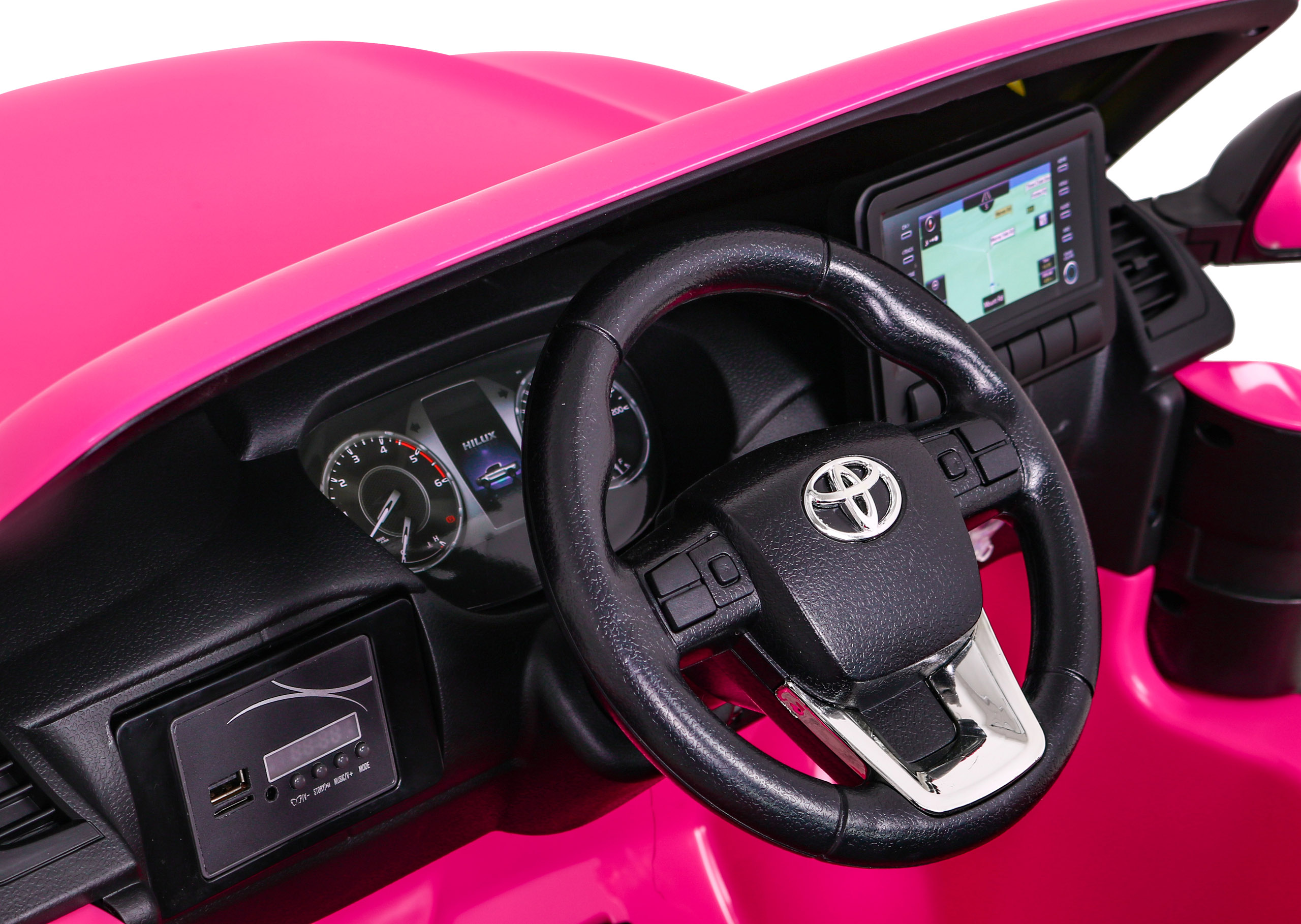 Toyota Hilux na akumulator dla dzieci, Różowy Pickup + Napęd 4x4 + Pilot